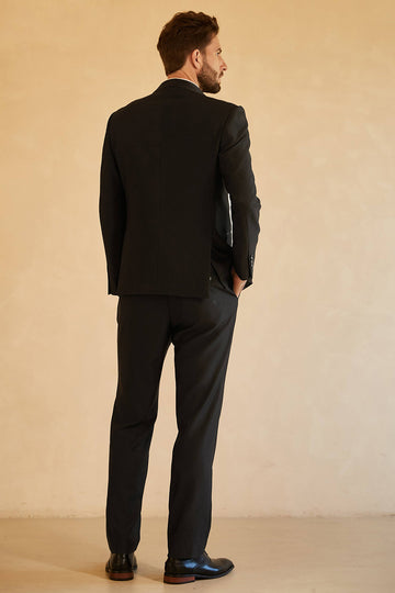 Negro Un Pecho 3 Piezas Trajes de Hombre